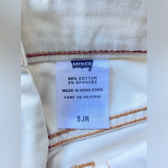 Vintage Levi’s Denim Shorts White Denim Shorts Size 5 JR Cotton Spandex - Picture 3 of 7